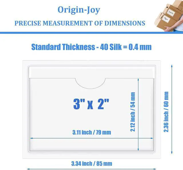 Alt view image 2 of 7 - Origin-Joy 35 PCS Self Adhesive Index Card Pockets with Top Open, Clear Plastic Label Holder for Cards of Note, Library and Business, Adhesive Label Pockets & Card Holder (3 x 2 inch)