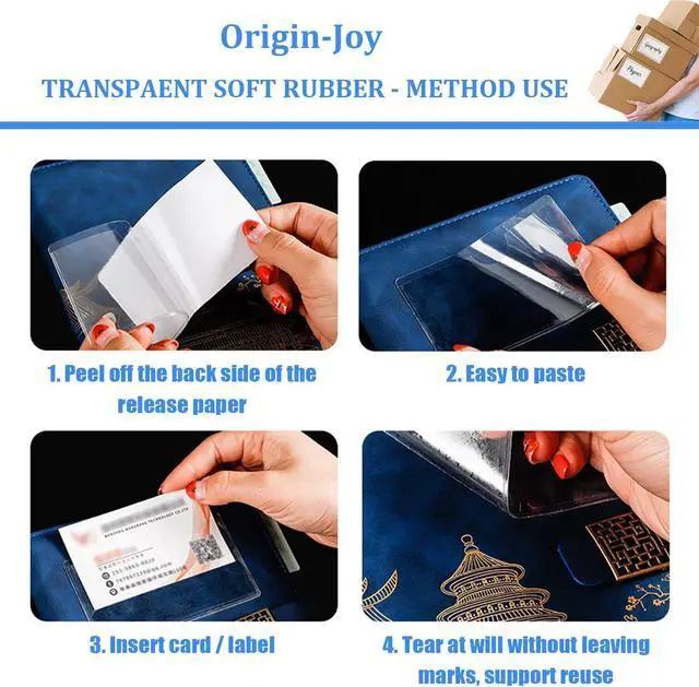 Alt view image 4 of 7 - Origin-Joy 35 PCS Self Adhesive Index Card Pockets with Top Open, Clear Plastic Label Holder for Cards of Note, Library and Business, Adhesive Label Pockets & Card Holder (3 x 2 inch)