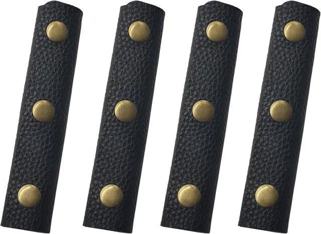 Main image of ZCLGOOD 4PCS 13x9cm Leather Handle Wrap Covers, Black Handbag Grip Protector with Metal Buckle, Soft Purse Strap Pad for Luggage Tote Wallet, PU Leather Craft Supplies