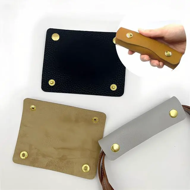 Alt view image 4 of 7 - ZCLGOOD 4PCS 13x9cm Leather Handle Wrap Covers, Black Handbag Grip Protector with Metal Buckle, Soft Purse Strap Pad for Luggage Tote Wallet, PU Leather Craft Supplies