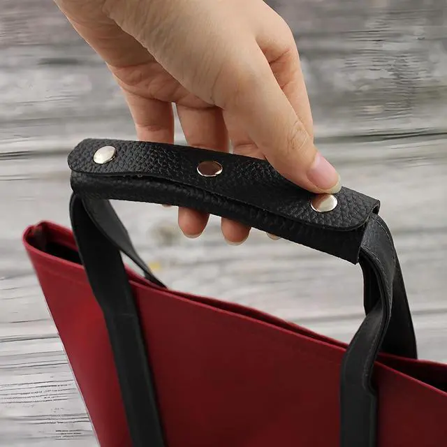 Alt view image 5 of 7 - ZCLGOOD 4PCS 13x9cm Leather Handle Wrap Covers, Black Handbag Grip Protector with Metal Buckle, Soft Purse Strap Pad for Luggage Tote Wallet, PU Leather Craft Supplies
