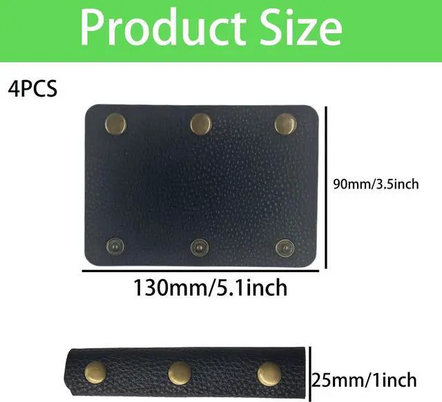 Alt view image 2 of 7 - ZCLGOOD 4PCS 13x9cm Leather Handle Wrap Covers, Black Handbag Grip Protector with Metal Buckle, Soft Purse Strap Pad for Luggage Tote Wallet, PU Leather Craft Supplies