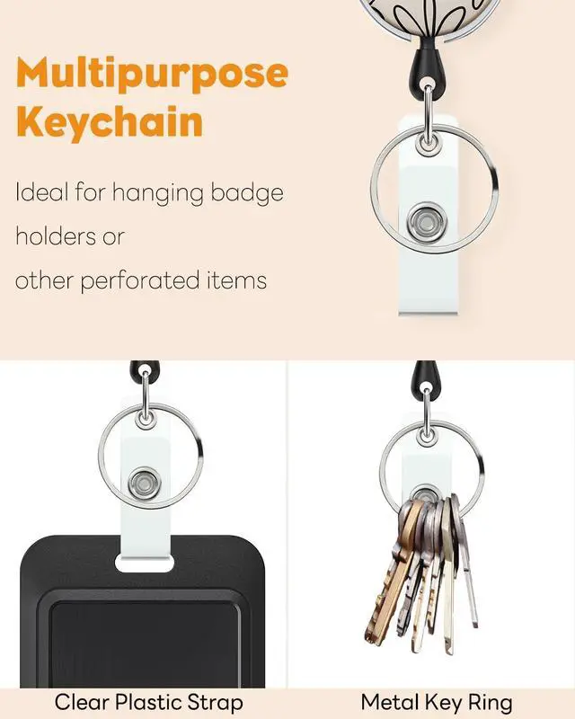 Alt view image 3 of 6 - Uniclife Cute Retractable Badge Reel Flower Keychain for Badge Holder White