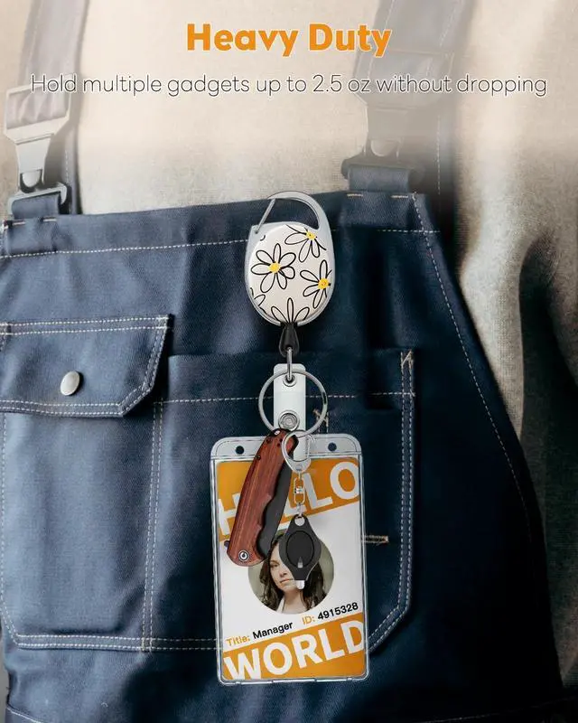 Alt view image 6 of 6 - Uniclife Cute Retractable Badge Reel Flower Keychain for Badge Holder White