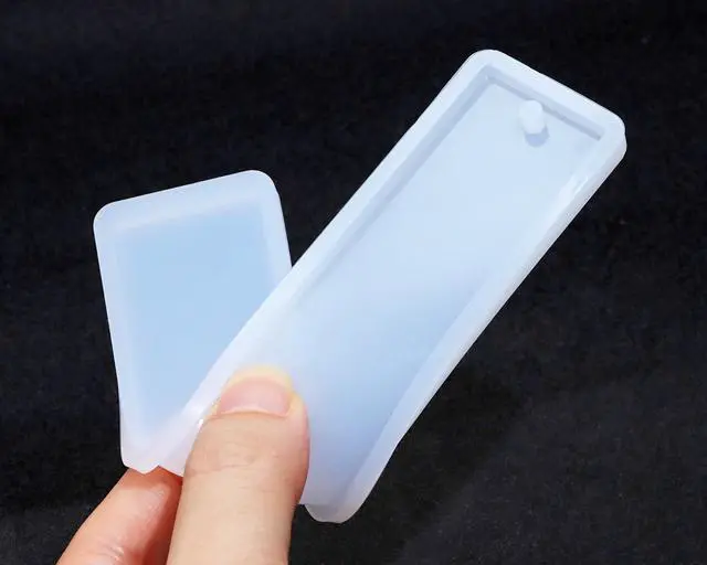 Alt view image 3 of 6 - Bookmark Mold with Tassels 4Pcs Rectangle Silicone Jewelry Making Mould with 20Pcs Colorful Silky Tassels for Epoxy Resin Casting Christmas Ornaments Gift Tags Craft DIY (2.5x14cm, Rectangle)