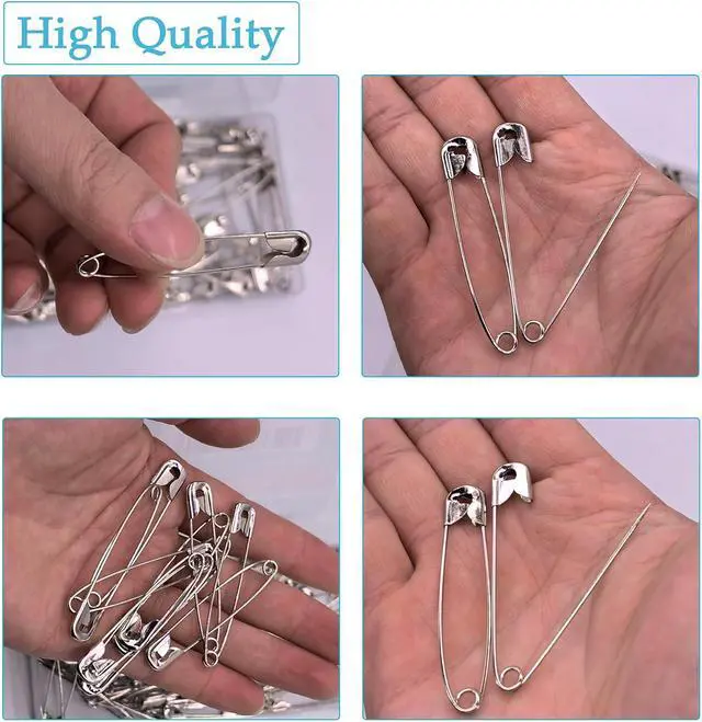 Alt view image 3 of 6 - 100PCS Safety Pins(Upgraded), 2inch Safety Pin, Rust-Resistant Nickel Plated Steel, Sharp Edge Safety Pin for Clothes, Sewing, Arts & Craft, Small Decorative Safety Pins (Silver)