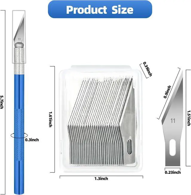 Alt view image 3 of 7 - 3 PCS Exacto Knife, Hobby Knife, Craft Knives with 30 PCS Spare Exacto Knife Blades(#11),Profession Craft Knifes for Crafts, Arts, Modeling, Scrapbooking, Stencil By XEKIGU, AK0103