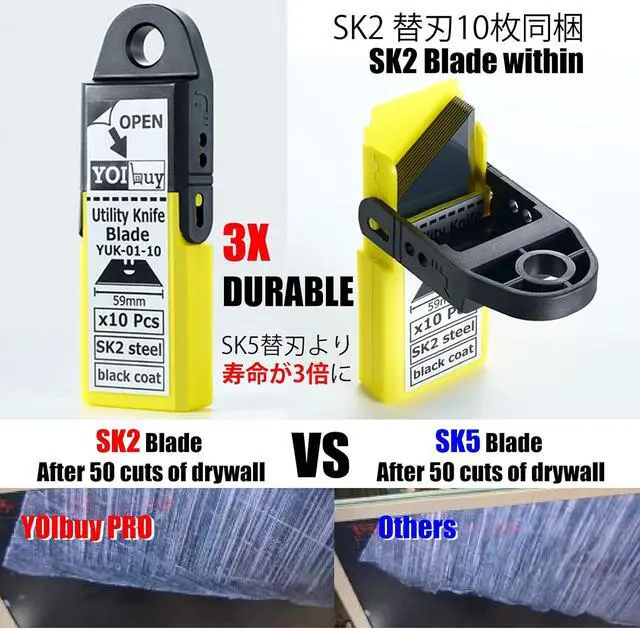 Alt view image 2 of 5 - YOIbuy PRO Replacement Blades for Scraper Cutters, 10pcs Case, SK2 Material, Black Rust Prevention, Heat Treated