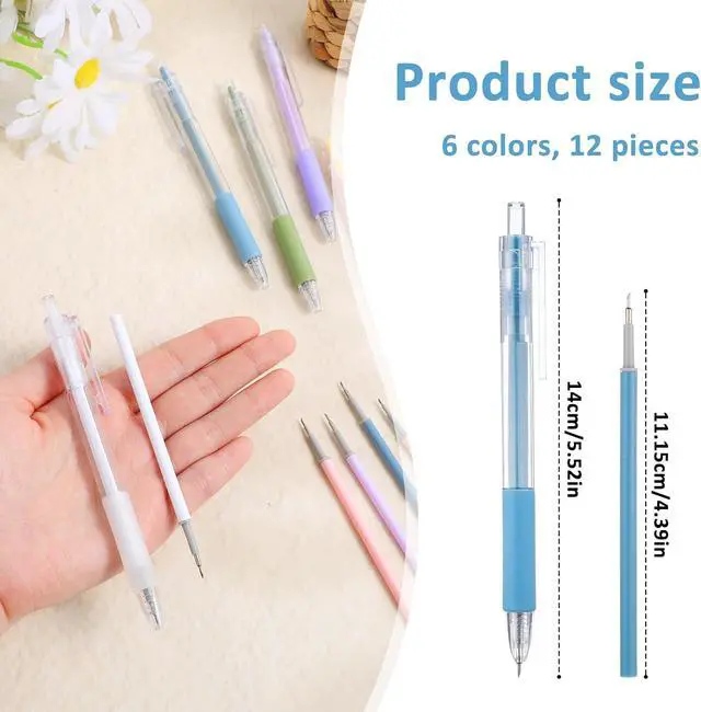 Alt view image 2 of 7 - 6 Pieces Retractable Carving Pen Knife, Craft Cutting Tools Craft Knife Precision Carving Tools Paper Cutter Pen with Refillable Cutter Head Refill for DIY Art Paper Scrapbooking