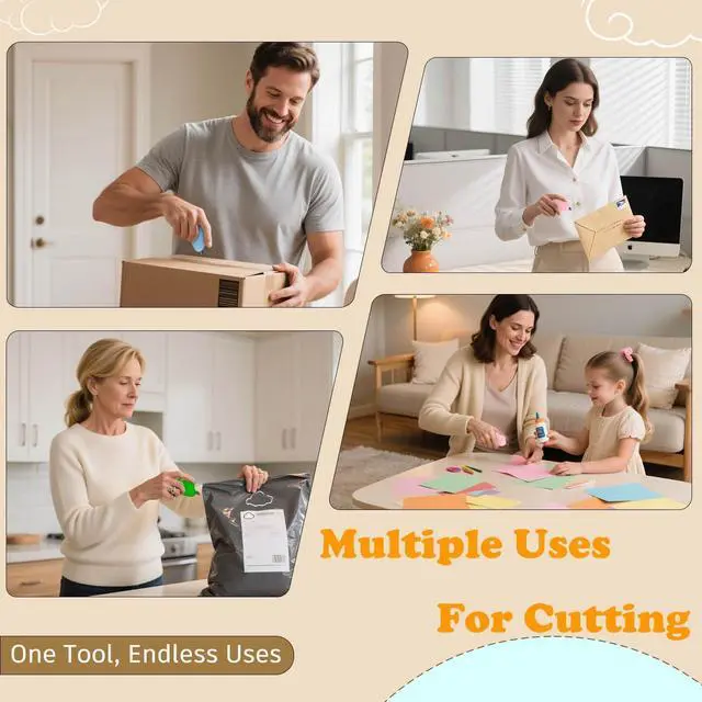 Alt view image 3 of 7 - 4-Pack Cloud Retractable Box Cutters with Key Rings