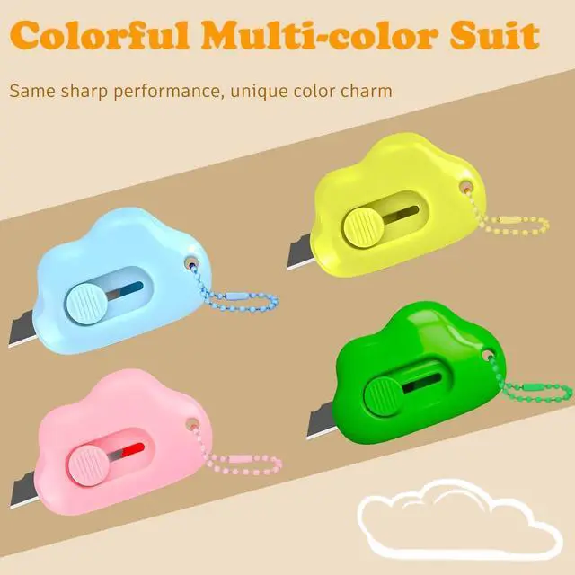 Alt view image 5 of 7 - 4-Pack Cloud Retractable Box Cutters with Key Rings
