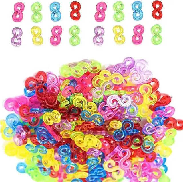 Main image of 1000 Pieces S Clips Rubber Band Clips, Plastic Band Clips Connectors Refills Bracelet Kit Clip for Loom Bracelets DIY Making Refill Kit