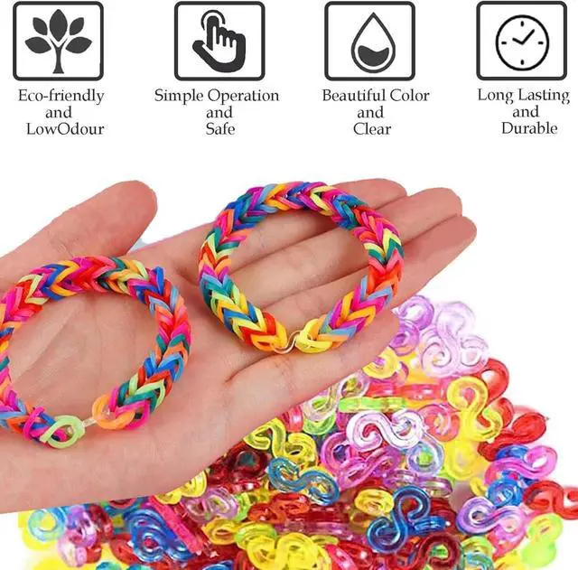Alt view image 3 of 6 - 1000 Pieces S Clips Rubber Band Clips, Plastic Band Clips Connectors Refills Bracelet Kit Clip for Loom Bracelets DIY Making Refill Kit