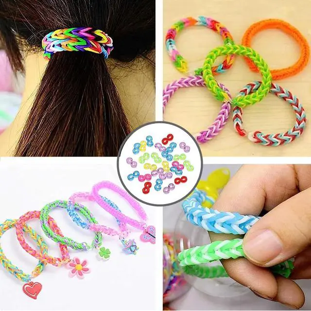 Alt view image 4 of 6 - 1000 Pieces S Clips Rubber Band Clips, Plastic Band Clips Connectors Refills Bracelet Kit Clip for Loom Bracelets DIY Making Refill Kit