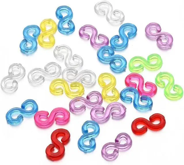 Alt view image 6 of 6 - 1000 Pieces S Clips Rubber Band Clips, Plastic Band Clips Connectors Refills Bracelet Kit Clip for Loom Bracelets DIY Making Refill Kit