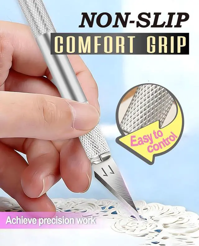 Alt view image 4 of 7 - 1 Pcs Craft Knife Hobby Knife with 11 Pcs Stainless Steel Blades Kit, 1pcs Steel 15MM Ruler for Art, Scrapbooking,Stencil