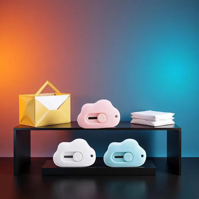 Alt view image 3 of 7 - 3Pcs Mini Cutter Cloud Shape Retractable Letter Opener Utility Shrink Wrap Box Opener Safety Blade with Key Chain Hole Random Color