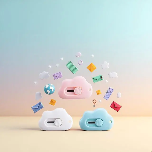 Alt view image 4 of 7 - 3Pcs Mini Cutter Cloud Shape Retractable Letter Opener Utility Shrink Wrap Box Opener Safety Blade with Key Chain Hole Random Color