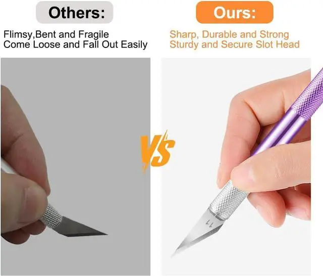 Alt view image 3 of 7 - 3PCS Craft Knife Hobby Knife Includes 30PCS Spare Exacto Knife Blades #11 and A Ruler, HEADLEY TOOLS Precision Exacto Knife Set Ideal for Crafting, Scrapbooking, Arts, DIY, Stencil, Carving