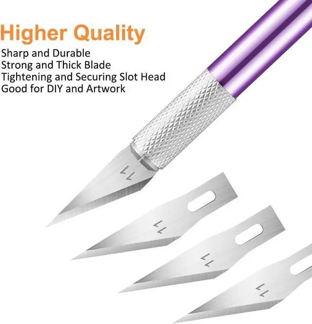 Alt view image 4 of 7 - 3PCS Craft Knife Hobby Knife Includes 30PCS Spare Exacto Knife Blades #11 and A Ruler, HEADLEY TOOLS Precision Exacto Knife Set Ideal for Crafting, Scrapbooking, Arts, DIY, Stencil, Carving