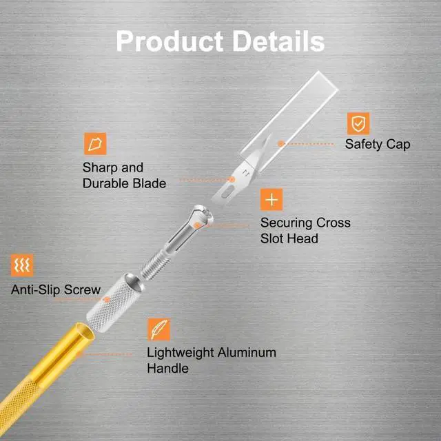 Alt view image 5 of 7 - 3PCS Craft Knife Hobby Knife Includes 30PCS Spare Exacto Knife Blades #11 and A Ruler, HEADLEY TOOLS Precision Exacto Knife Set Ideal for Crafting, Scrapbooking, Arts, DIY, Stencil, Carving