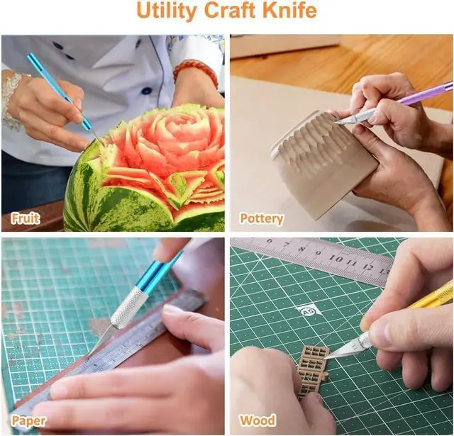 Alt view image 6 of 7 - 3PCS Craft Knife Hobby Knife Includes 30PCS Spare Exacto Knife Blades #11 and A Ruler, HEADLEY TOOLS Precision Exacto Knife Set Ideal for Crafting, Scrapbooking, Arts, DIY, Stencil, Carving