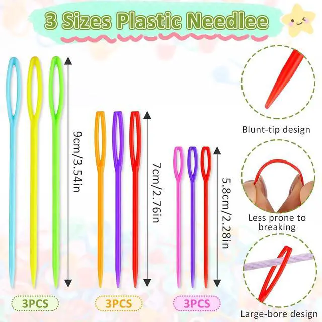 Alt view image 3 of 7 - 359PCS Crochet Accessories Kit, 7 Color Knitting Locking Stitch Markers with 9 Yarn Needles, Stitch Markers for Crocheting, Plastic Safety Pins for DIY & Craft Sewing