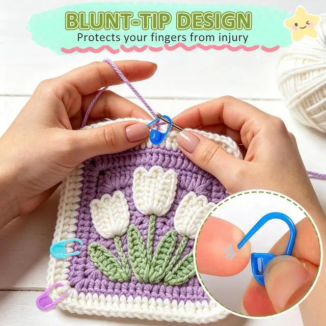 Alt view image 5 of 7 - 359PCS Crochet Accessories Kit, 7 Color Knitting Locking Stitch Markers with 9 Yarn Needles, Stitch Markers for Crocheting, Plastic Safety Pins for DIY & Craft Sewing