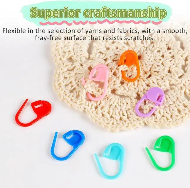 Alt view image 6 of 7 - 359PCS Crochet Accessories Kit, 7 Color Knitting Locking Stitch Markers with 9 Yarn Needles, Stitch Markers for Crocheting, Plastic Safety Pins for DIY & Craft Sewing