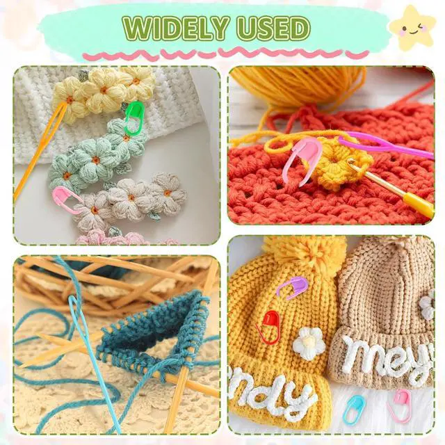Alt view image 7 of 7 - 359PCS Crochet Accessories Kit, 7 Color Knitting Locking Stitch Markers with 9 Yarn Needles, Stitch Markers for Crocheting, Plastic Safety Pins for DIY & Craft Sewing