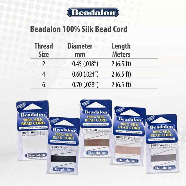 Alt view image 4 of 6 - Beadalon Silk Thread with Needle - Size #6, 0.70 mm / .028 in, Black