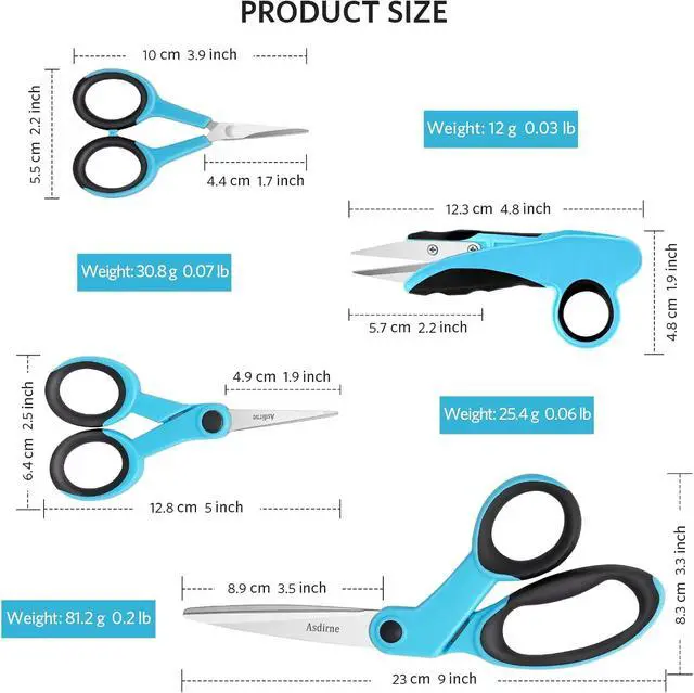 Alt view image 4 of 7 - Asdirne Premium sewing Scissors Bundle, Perfect Sewing Partners, Sharp and Durable, Comfortable Handle, Contains 9Fabric scissors, 5Detail Shear, 3.9Embroidery Scissors, 4.8Thread Snips