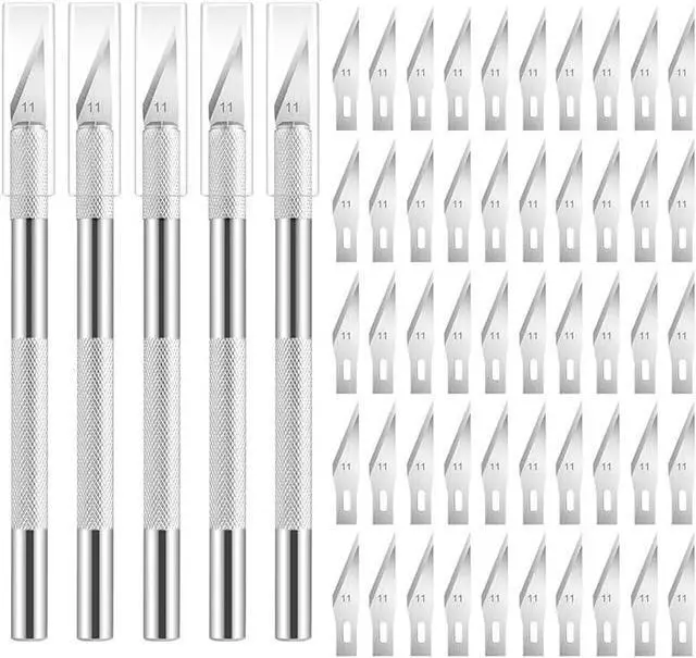 Main image of 5PCS Craft Knife Hobby Knife Includes 50PCS Spare Exacto Knife Blades #11, HEADLEY TOOLS Precision Exacto Knife Set Ideal for Crafting, Scrapbooking, Arts, DIY, Stencil, Carving