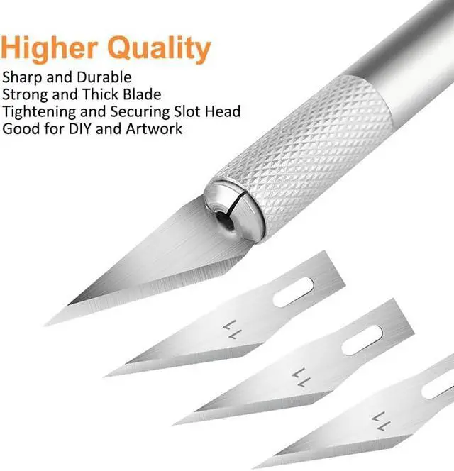 Alt view image 2 of 7 - 5PCS Craft Knife Hobby Knife Includes 50PCS Spare Exacto Knife Blades #11, HEADLEY TOOLS Precision Exacto Knife Set Ideal for Crafting, Scrapbooking, Arts, DIY, Stencil, Carving