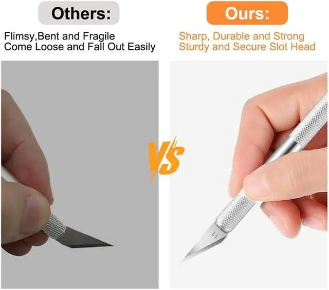 Alt view image 3 of 7 - 5PCS Craft Knife Hobby Knife Includes 50PCS Spare Exacto Knife Blades #11, HEADLEY TOOLS Precision Exacto Knife Set Ideal for Crafting, Scrapbooking, Arts, DIY, Stencil, Carving