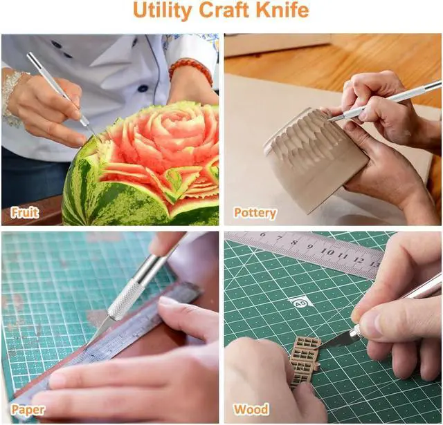 Alt view image 6 of 7 - 5PCS Craft Knife Hobby Knife Includes 50PCS Spare Exacto Knife Blades #11, HEADLEY TOOLS Precision Exacto Knife Set Ideal for Crafting, Scrapbooking, Arts, DIY, Stencil, Carving
