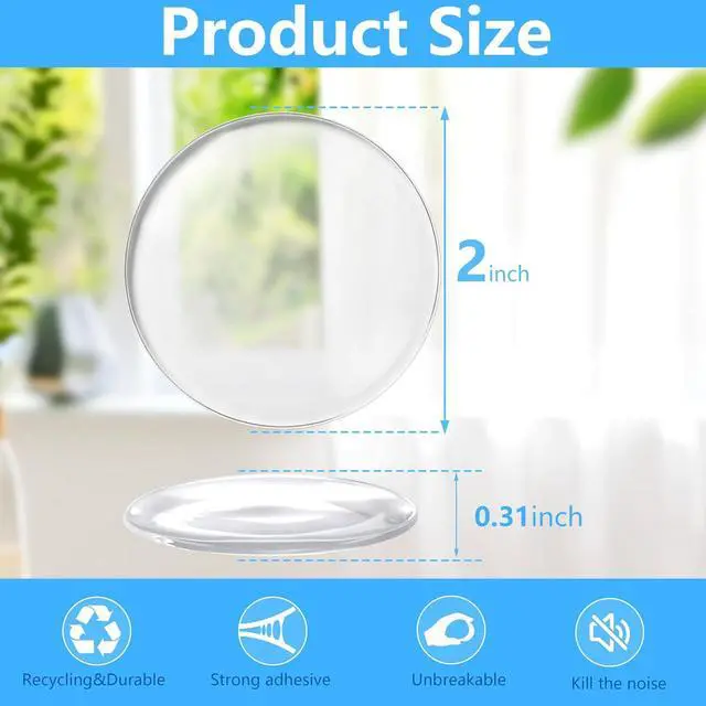 Alt view image 2 of 7 - Clear Self-Adhesive Door Stoppers for Wall, 2 Inch 6 Pack