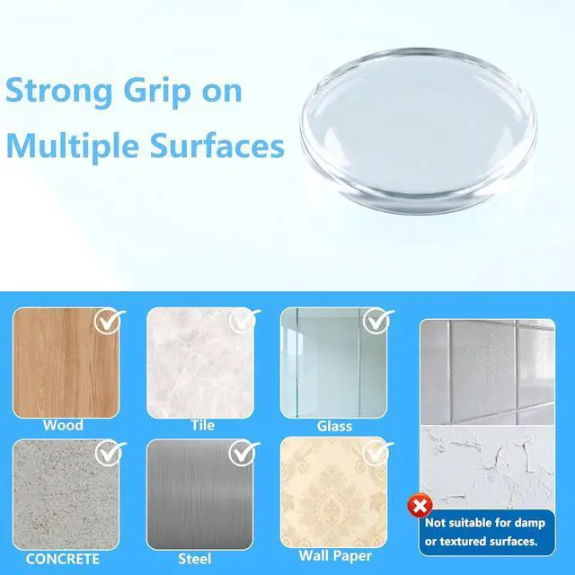 Alt view image 3 of 7 - Clear Self-Adhesive Door Stoppers for Wall, 2 Inch 6 Pack