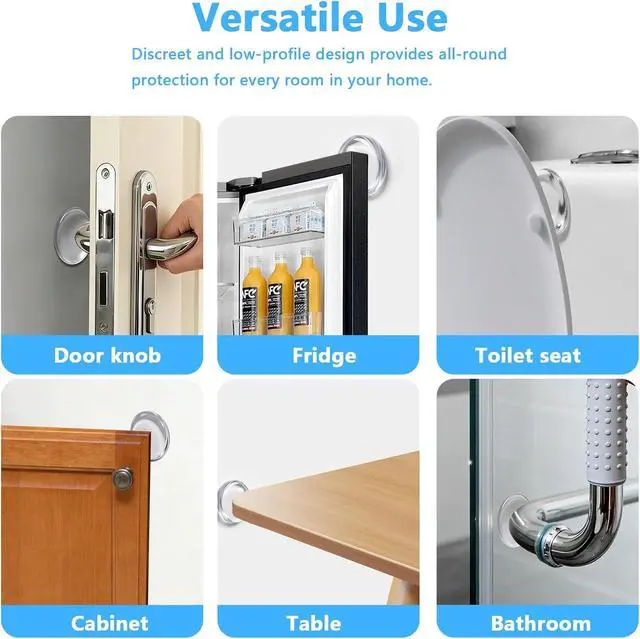Alt view image 6 of 7 - Clear Self-Adhesive Door Stoppers for Wall, 2 Inch 6 Pack