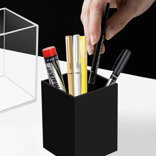 Alt view image 2 of 7 - Ptaedex Acrylic Pen Holder Organizer, Black Pencil Holder for Desk, 2 Pack