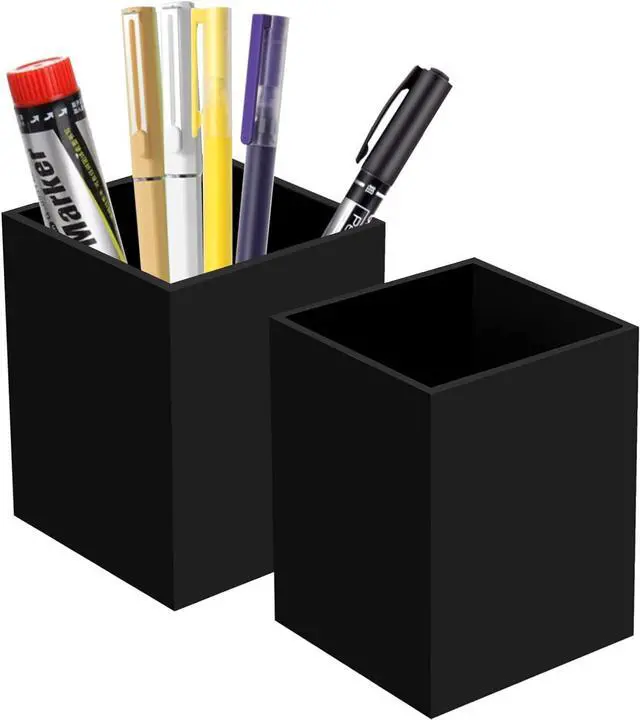 Alt view image 6 of 7 - Ptaedex Acrylic Pen Holder Organizer, Black Pencil Holder for Desk, 2 Pack