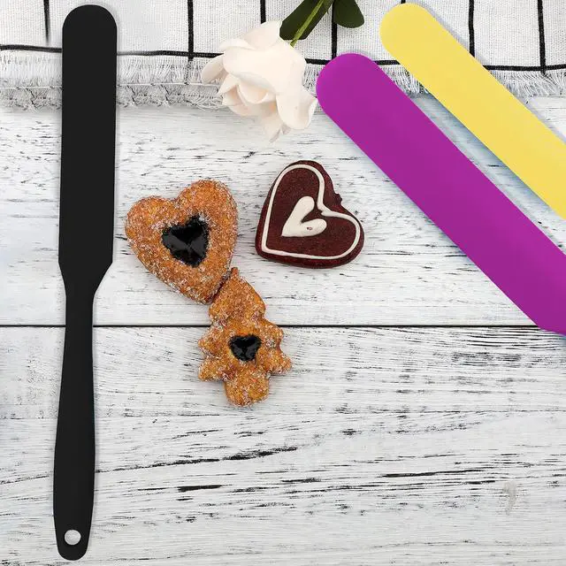 Alt view image 4 of 6 - SAVITA 3pcs 2 Sizes Silicone Spatulas Non-Stick Resin Stir Sticks Reusable Wax Silicone Spatulas Scraper for Mixing Liquid, Powder, Wax, Paint, DIY Craft, Home and Salon (Purple, Black, Yellow)