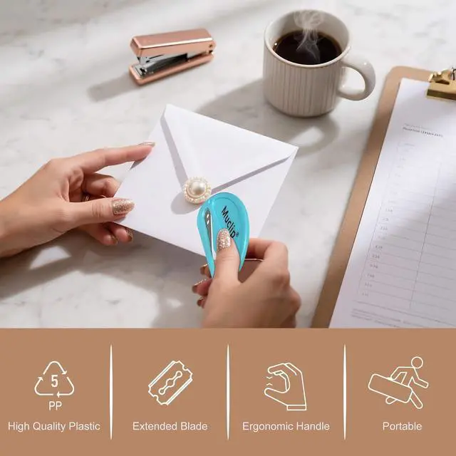 Alt view image 3 of 7 - 4-Pack Letter Openers Envelope Slitters - Hidden Blade