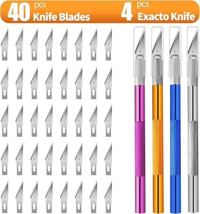 Alt view image 2 of 7 - 4PCS Exacto Knife, Hobby Knife Craft Knifes with 40PCS Spare Exacto Knife Blades(#11), Profession Exacto Knives Precision Knife for Crafting, Arts, Modeling, Scrapbooking, Stencil
