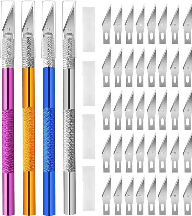 Main image of 4PCS Exacto Knife, Hobby Knife Craft Knifes with 40PCS Spare Exacto Knife Blades(#11), Profession Exacto Knives Precision Knife for Crafting, Arts, Modeling, Scrapbooking, Stencil