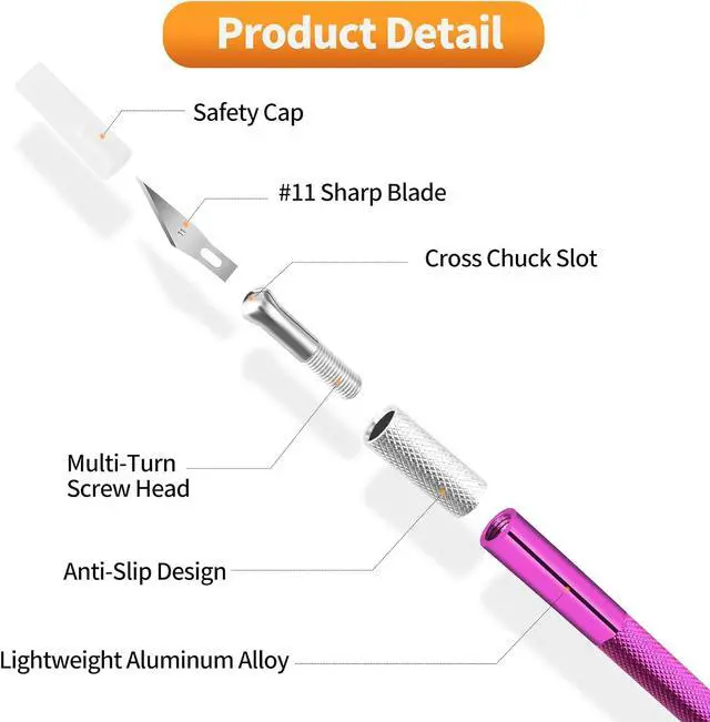 Alt view image 5 of 7 - 4PCS Exacto Knife, Hobby Knife Craft Knifes with 40PCS Spare Exacto Knife Blades(#11), Profession Exacto Knives Precision Knife for Crafting, Arts, Modeling, Scrapbooking, Stencil