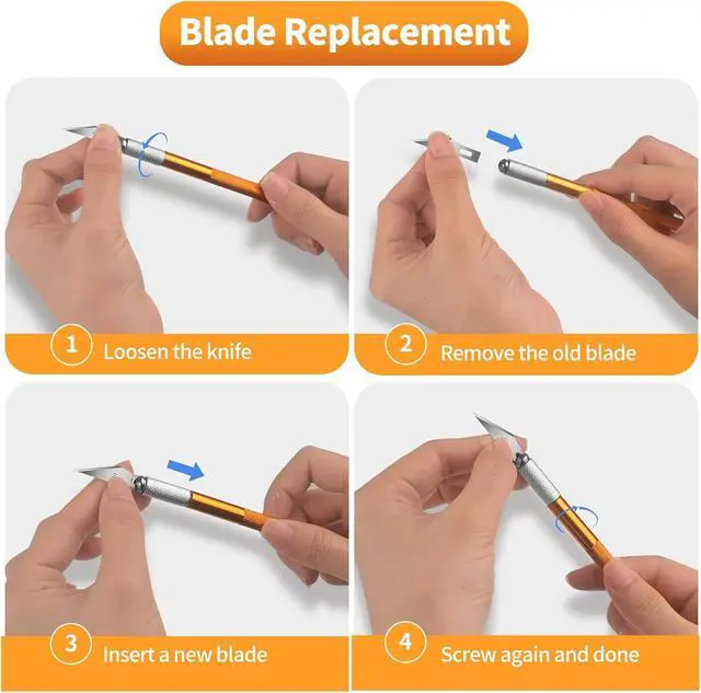 Alt view image 6 of 7 - 4PCS Exacto Knife, Hobby Knife Craft Knifes with 40PCS Spare Exacto Knife Blades(#11), Profession Exacto Knives Precision Knife for Crafting, Arts, Modeling, Scrapbooking, Stencil