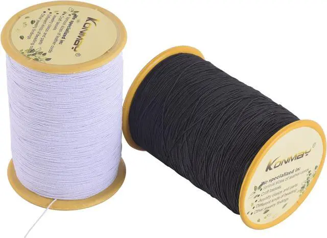 Main image of KONMAY 0.5mm Elastic Sewing Thread, 1100 Yards Black&White