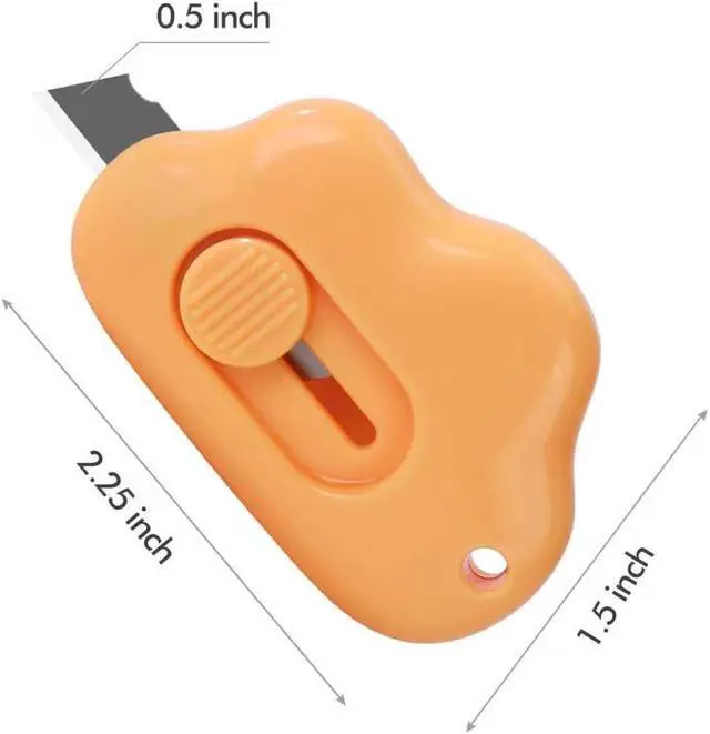 Alt view image 2 of 6 - Cloud Shaped Retractable Box Cutter Set - 3Pcs Mini Utility Knife Letter Opener Envelope Slitter, Mini Box Cutters Retractable-Orange Pink Green