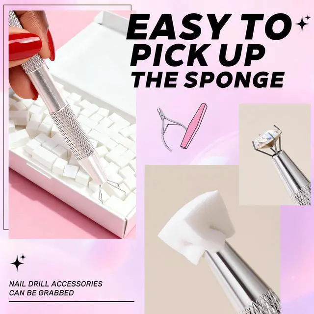 Alt view image 3 of 6 - Nail Sponges for Ombre Gel Pat Paint Nail Art, 120PCS Sponges 1 Grabber Pen